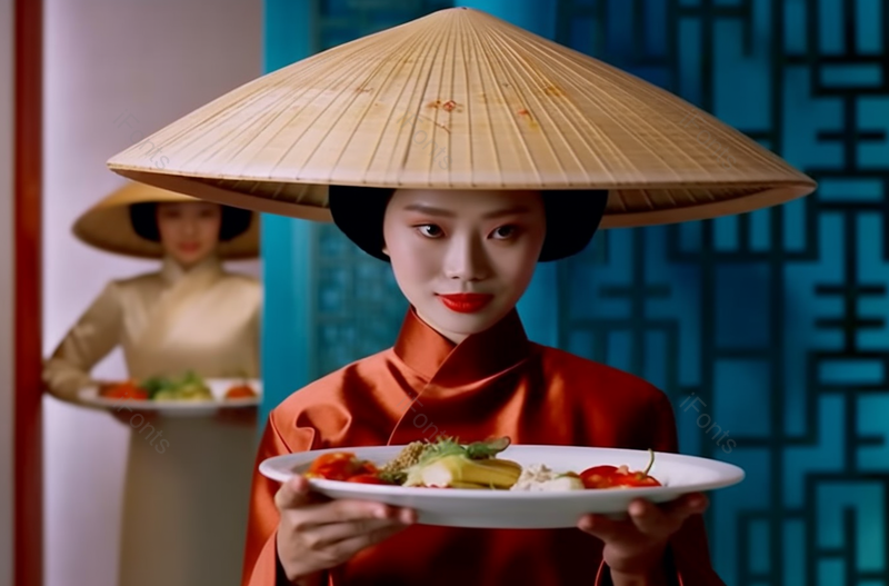 越南女孩吃饭女招待高级西餐膳食,高清,摄影图,摄影图片,图片大全,摄影图免费下载